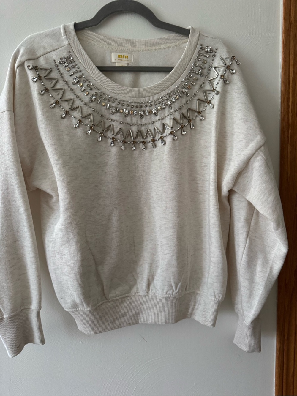 Maeve Ivory Embellished Crewneck Sweatshirt